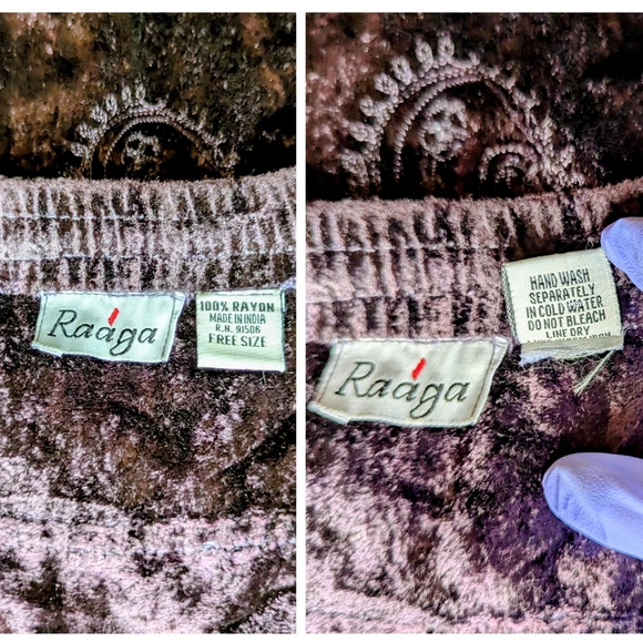 Vtg Boho Velvet Skirt Gypsy Cosplay Raaga Patchwork Embroidered OS Purple Brown - Picture 11 of 14